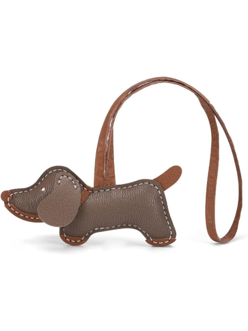 Cute Dachshund Leather Bag Charm, Handmade Goatskin Keychain for Handbags